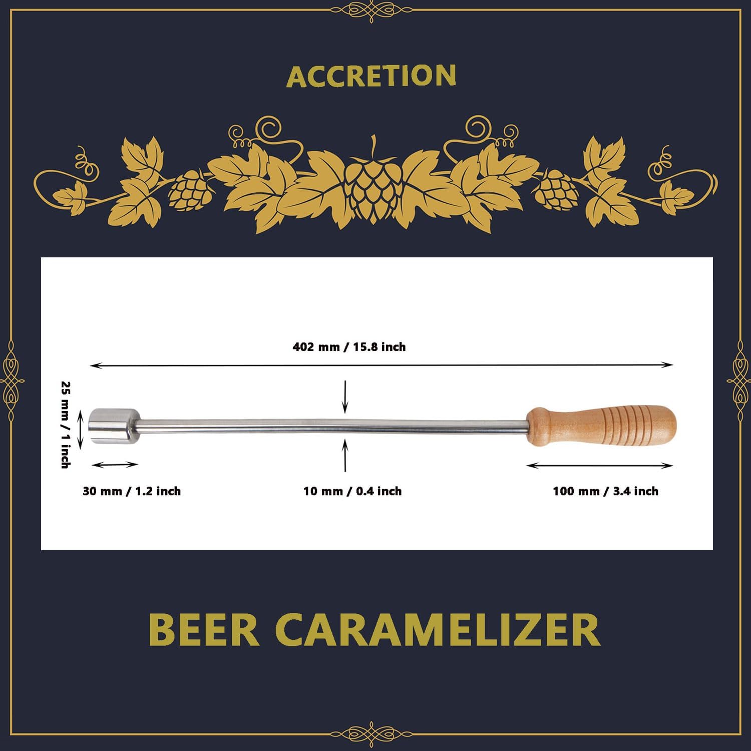Beer Caramelizer Crafting Tool, Smoky Aroma & Toasty Caramel Sweetness for Dark Beers, Unique Warm & Cool Mouthfeel, Home Brewing Gift for Men, Dads, Beer Lovers