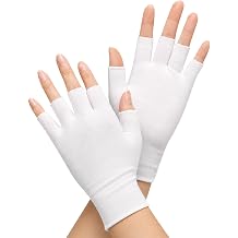 Eczema Gloves, White Fingerless Cotton Moisturizing Gloves for Dry Hands Sleeping