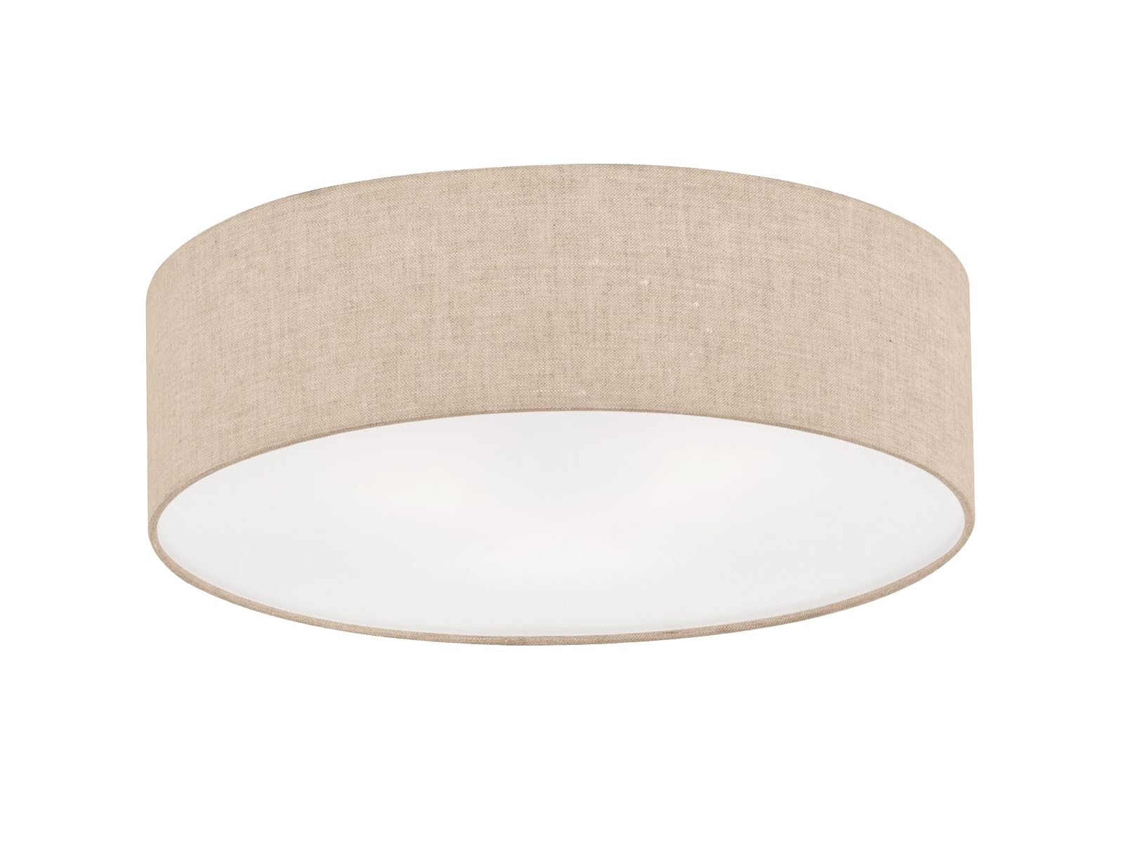 Runde Deckenleuchte mit Lampenschirm aus Leinen in Beige, Ø 40cm