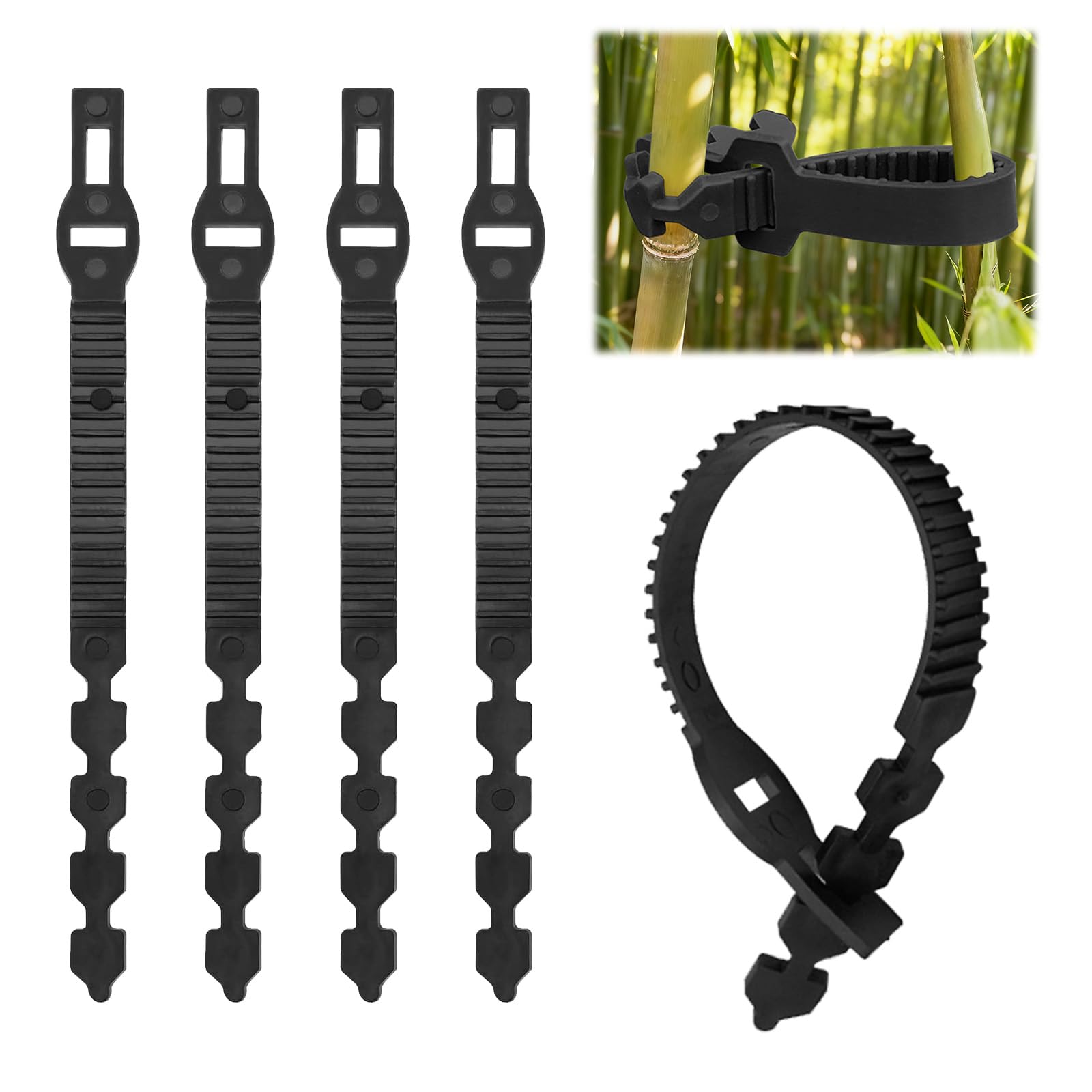 Vxcvzv 4 Pack Tree Ties Heavy Duty 40cm/15.75in Adjustable Garden Straps for Plant Support Staking Shrubs Trees Outdoor Gardening (Quantity 4，30CM, Black)