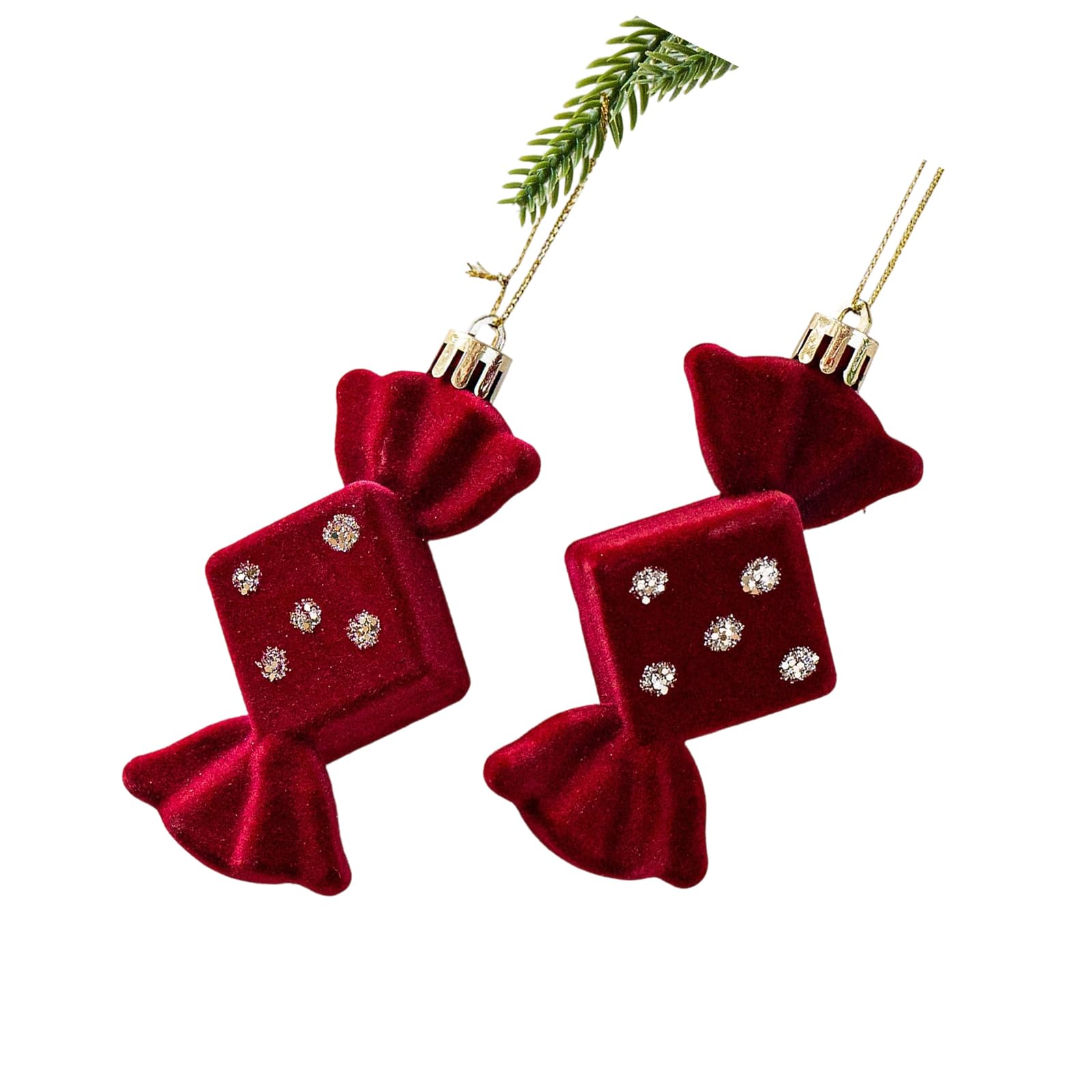 Christmas Velvets Bowknot Bells Canes Ornament Elegant Hanging Decoration for Festival Door Fireplaces Christmas Tree Hanging Decorations