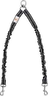 2 Dog Leash, 360° Swivel No Tangle Double Dog Walking & Training Leash, Comfortable Shock Absorbing Reflective Bungee Lead Walk 2 Dogs with Ease
