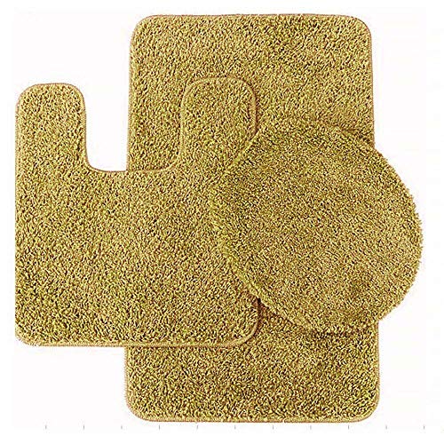 New 3PC Bathroom Set 1 Bath Rug 1 Contour MAT 1 Toilet LID Cover Gold Room Decor Bathroom Decor Home Decor Bathroom Rugs Bathroom Accessories Bathroom Set Bath mat Bath Rugs Shower mat Room Decor