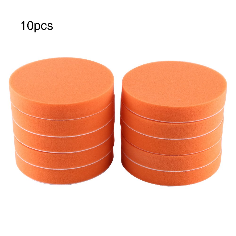 Qiilu Tamponi per lucidatura in Spugna, 10 Pezzi 150 mm (150 mm) Spugna per lucidare Tampone Cerato per lucidatura Strumento per tampone per lucidatrice per Auto Arancione Adatto per Spugna Lucida