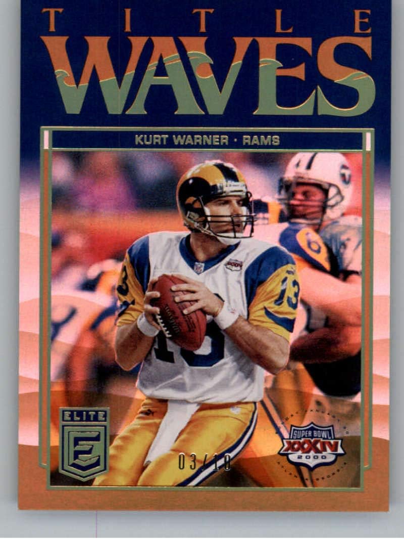 2018 Donruss Elite Title Waves Gold Football #9 Kurt Warner SER/10 St. Louis Rams Official NFL Trading Card From Panini America