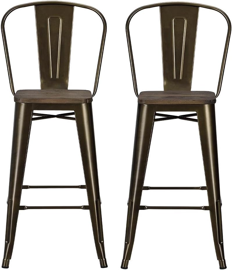 Buy 1 get 1 🔥 DHP Luxor 30 Metal Wood Seat, Antique Bronze, Set of 2 Bar Stool Cheapest 🛒 DHP Luxor 30 Metal Wood Seat, Antique Bronze, Set of 2 Bar Stool