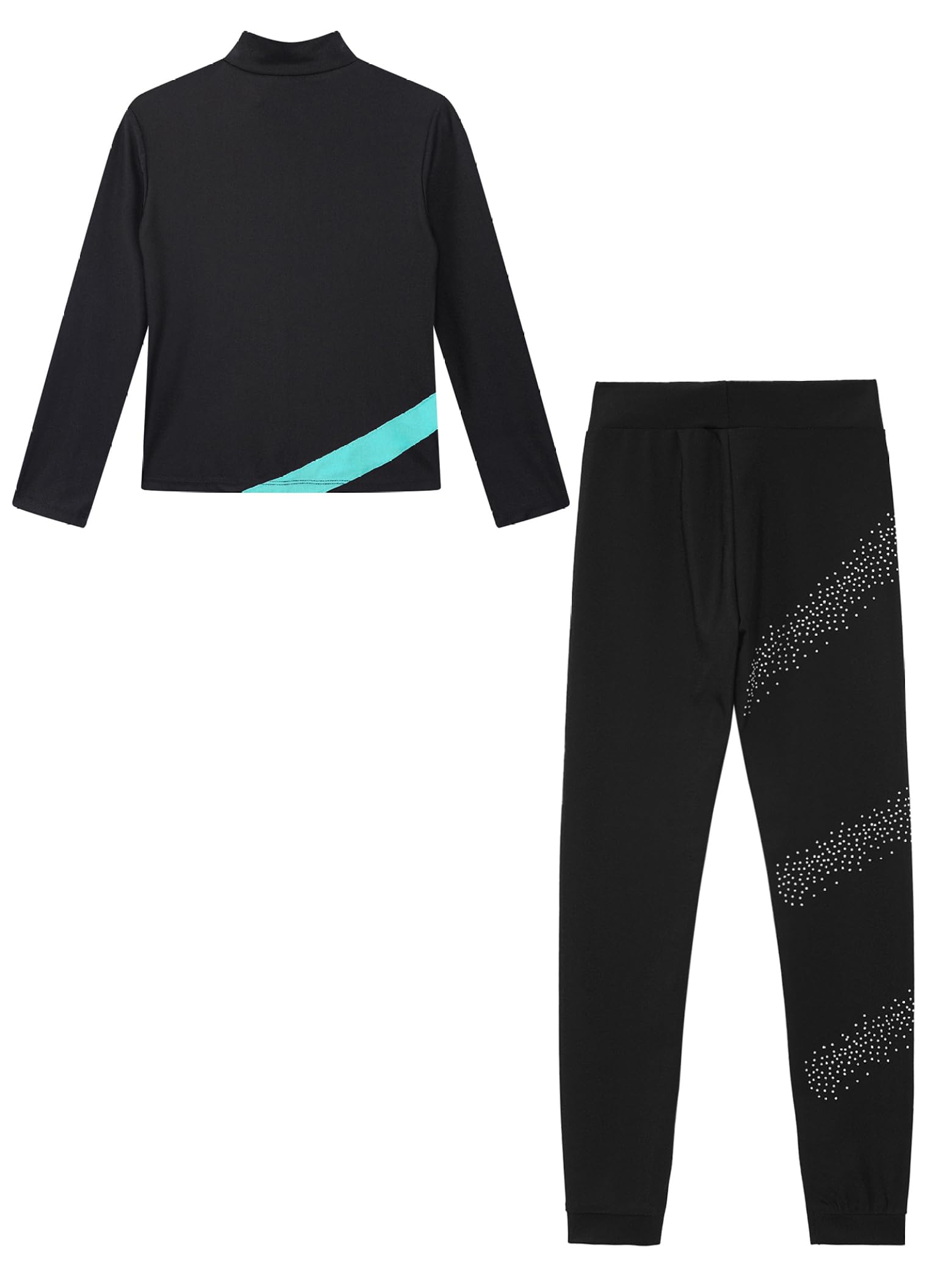 Combinaison de patinage artistique pour fille - Veste et leggings avec bloc de couleur - Pour enfants - Pour patinage sur glace - Tenue de sport