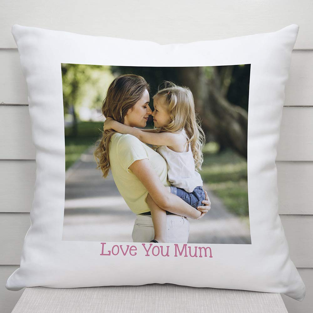 Thoughtful Gifts White Personalised One Photo Cushion Personalised Gift With Optional Text (White) For Mum Present