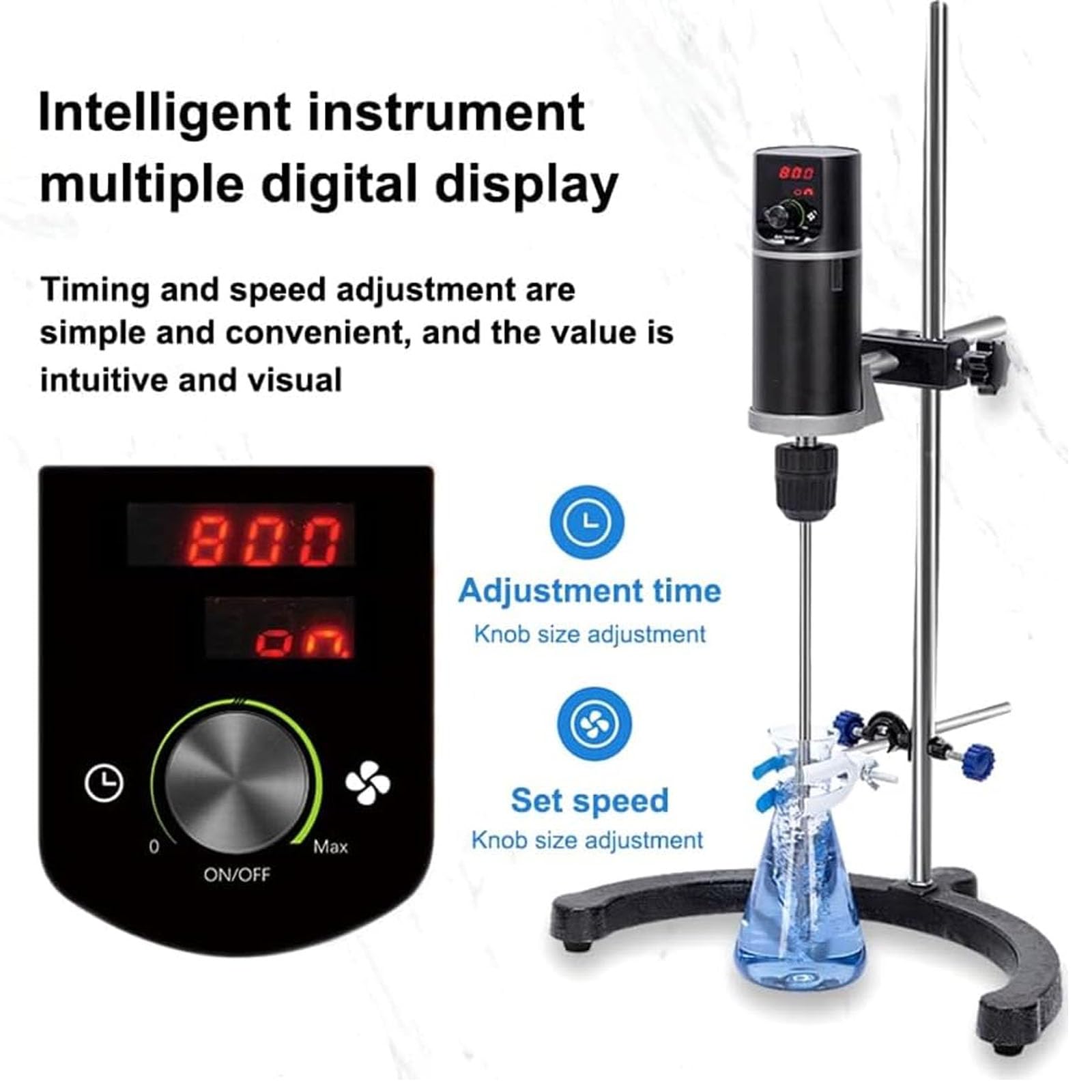 Lab - Agitador digital superior, 20-60L opcional, 100-2000 RPM, para experimentos de mezcla sólido-líquido