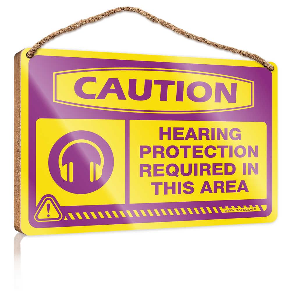HMQW Funny Bathroom Door Signs Caution Hearing Protection Required In This Area Wooden Sign Door Decor Funny Kitchen Decor(15X28CM)