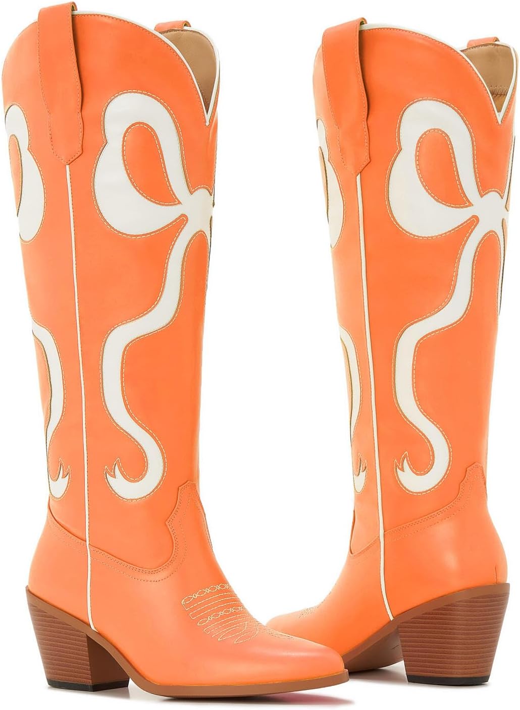 Bow Boots Cowgirl Knee-High Pink Cowboy Boots For Women - Image 4