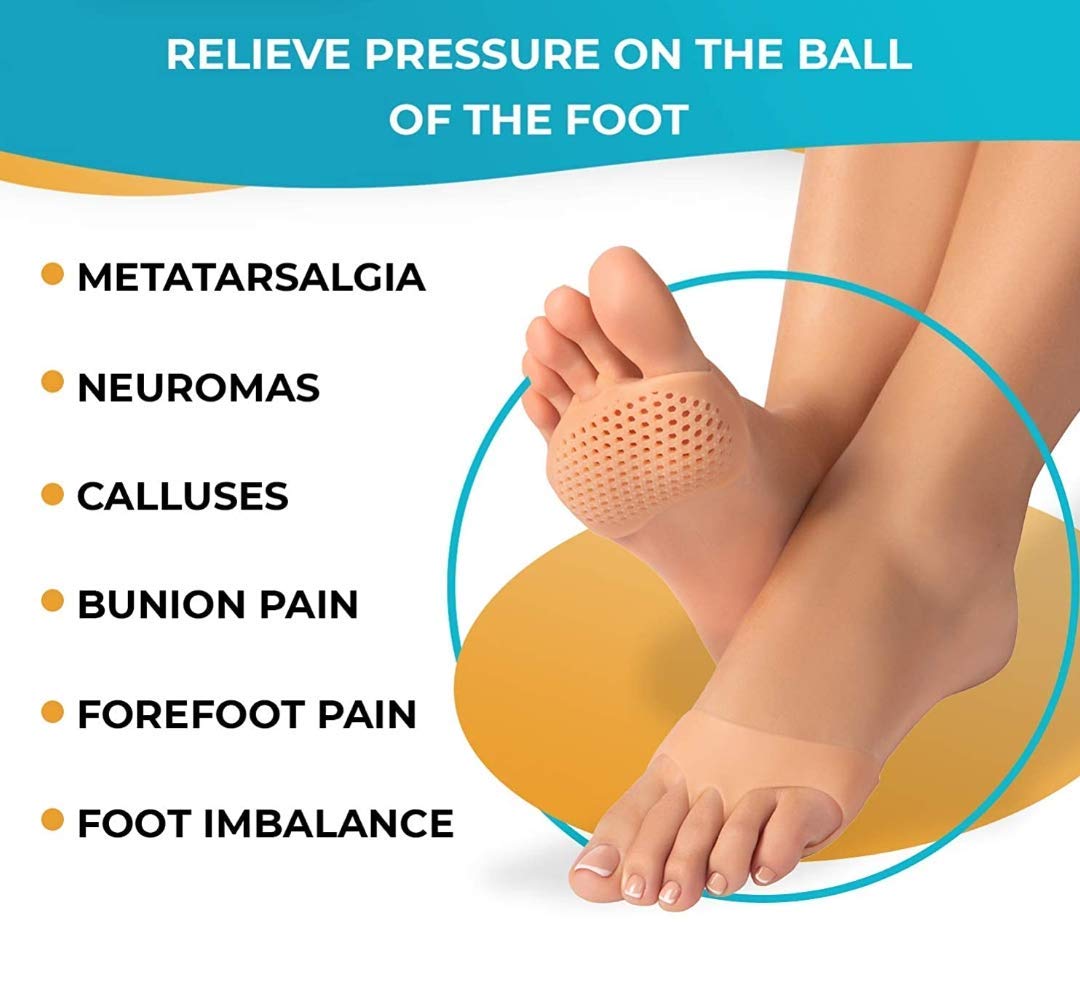 TOP SELECT Pads Ball of Foot Cushions Soft Reusable Breathable Tiptoe protector Pads, Forefoot Cushioning pads, Shoe Supports for Women and Men 2
