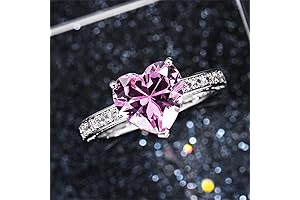 925 Sterling Silver Shimmering Feminine Heart-Shaped Pink Sapphire Ring