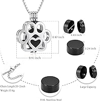 Vista 74 de Oinsi Joyería de Cremación de Mascotas Para Cenizas Para Perro/Gato con Forma de Pata de Acero Inoxidable Medallón Conmemorativo Collar de Urna Mini