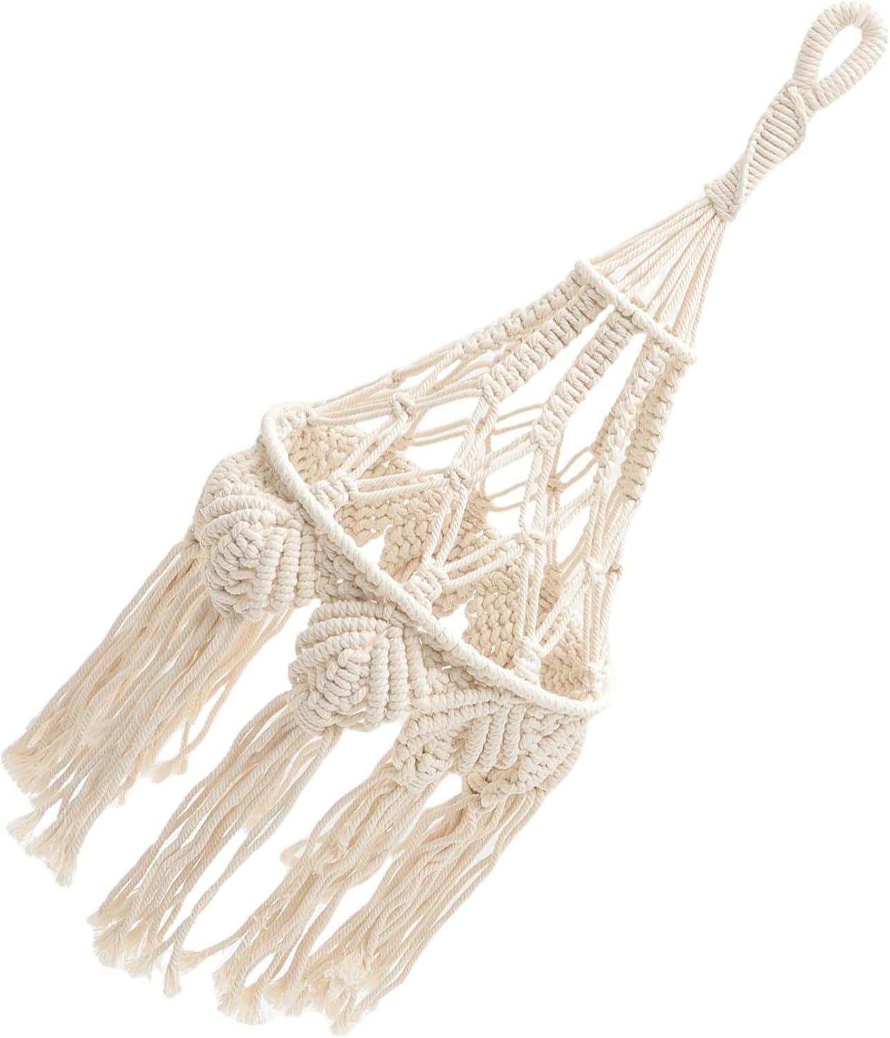 POPETPOP Bohemian Macrame Woven Hanging Lamp Shades Ceiling Pendant Light Cover Tassels Handmade Lampshade for Bedroom and Living Room Decor Random Style