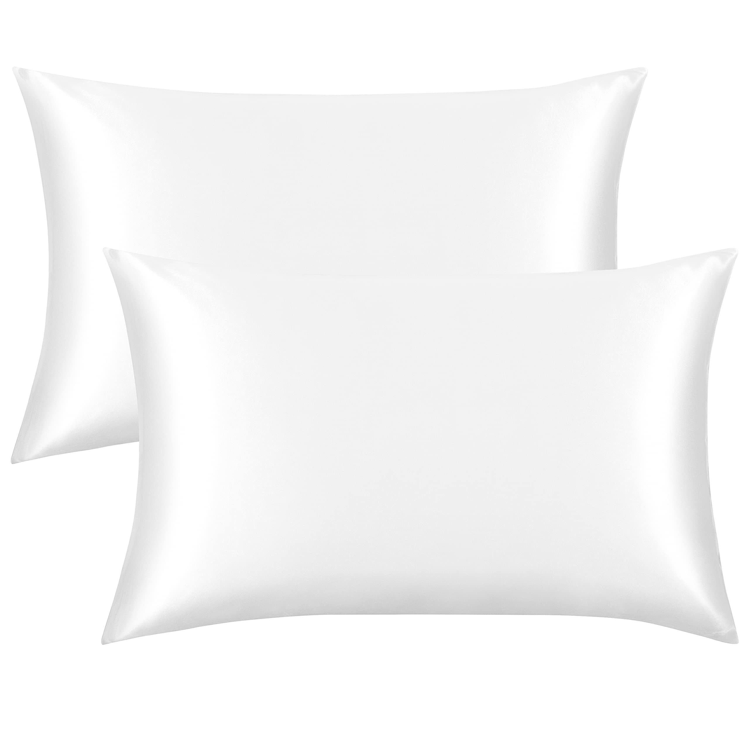 FLXXIE 2 Pack 14 x 20 Inch Satin Toddler Pillowcases, White