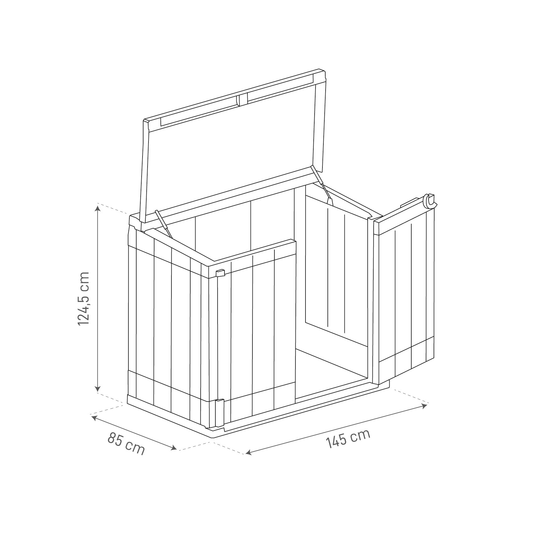 Toomax Storer Plus XL Baule 1270L portattrezzi 145x85x124,5h cm effetto legno antracite/grigio tortora resistente UV esterni