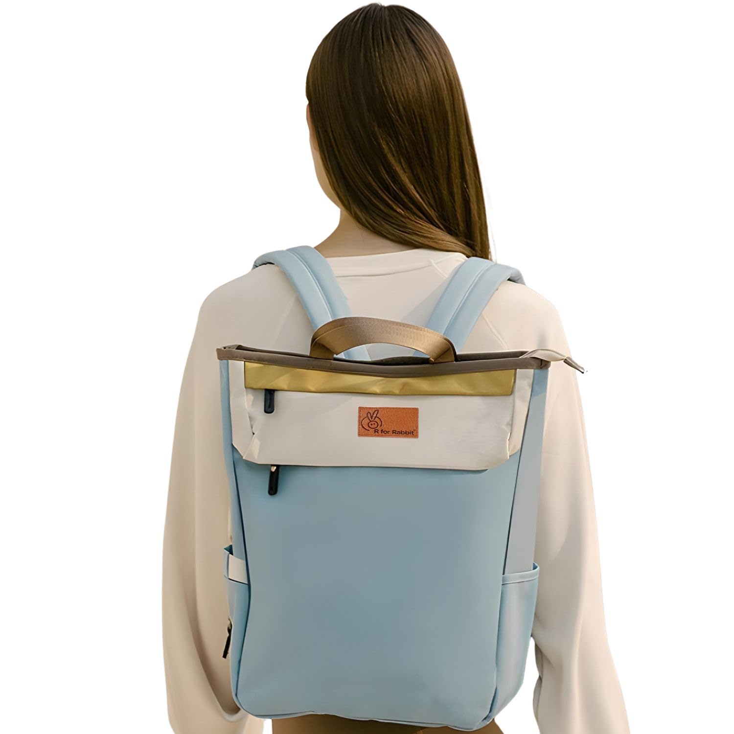 R for Rabbit Caramello Daisy Diaper Bags for Mother, Multipurpose & Large Capacity Stylish Maternity Diaper Backpack for Mom (Blue Cream)-image-46