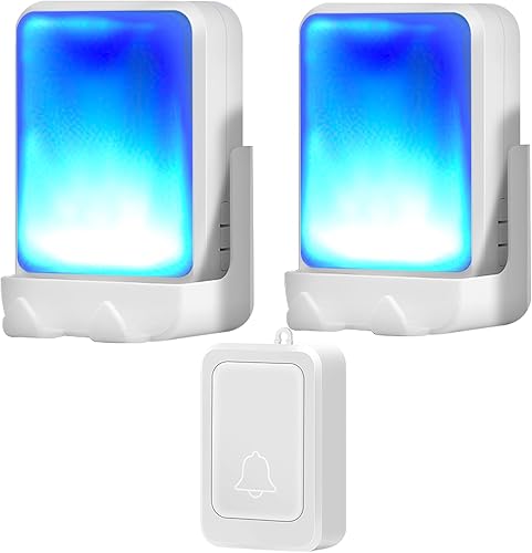 Timbre de puerta con 7 colores de luz brillante y 4 volúmenes, timbres inalámbricos de 600 pies, en el hogar/oficina, adecuado para personas