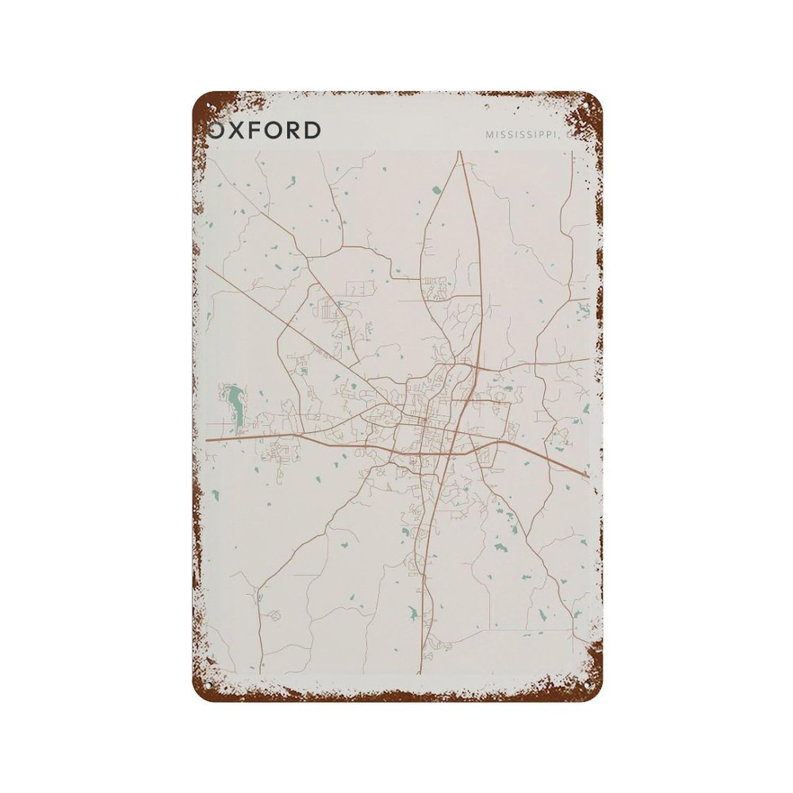 xiaoxiaoshen Oxford Map Mississippi Travel Gift Minimalist Wall Decor Art Metal Tin Poster Modern Home Decor Art Home Bar Shop Decorations Vintage Sign 30x20cm