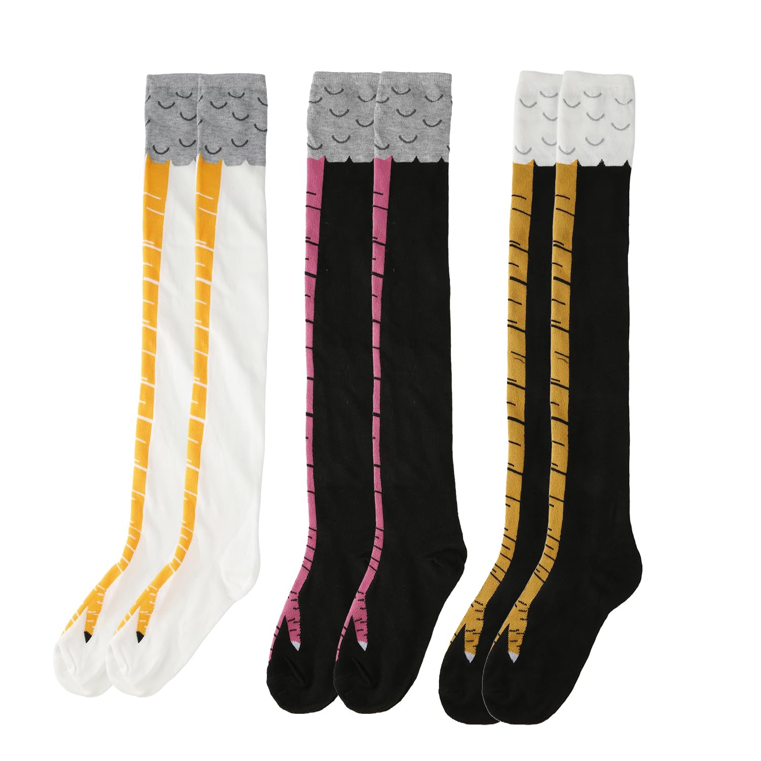 Wellrun Unisex Multicolour Funny 3D Chicken Claw Thigh High Socks, Novelty Animal Paw Stockings For Halloween Cosplay Party Costume Dress Up