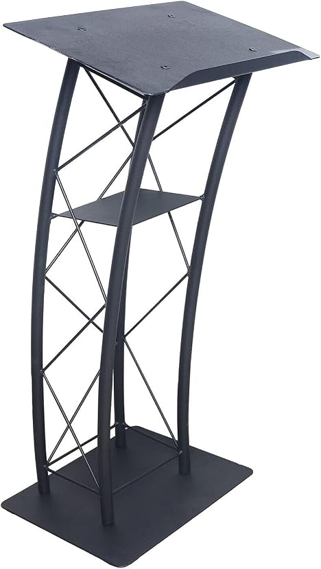 Cncest Black Curved Podium Slanted Wrought Iron Podium Metal Rostrum ...