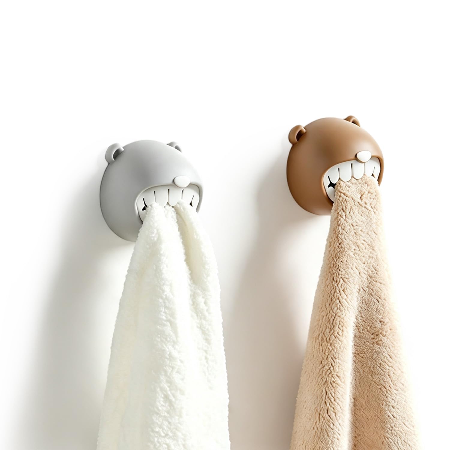 HASTHIP ® Cotton No Drill Wall Face Towel Holders (Cute Bear)-image-39