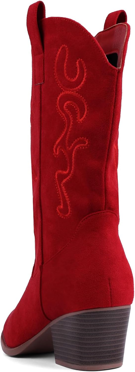 Bandkos Cowboy Boots for Women Cowgirl Mid Calf Western Embroidered... - Picture 18 of 70