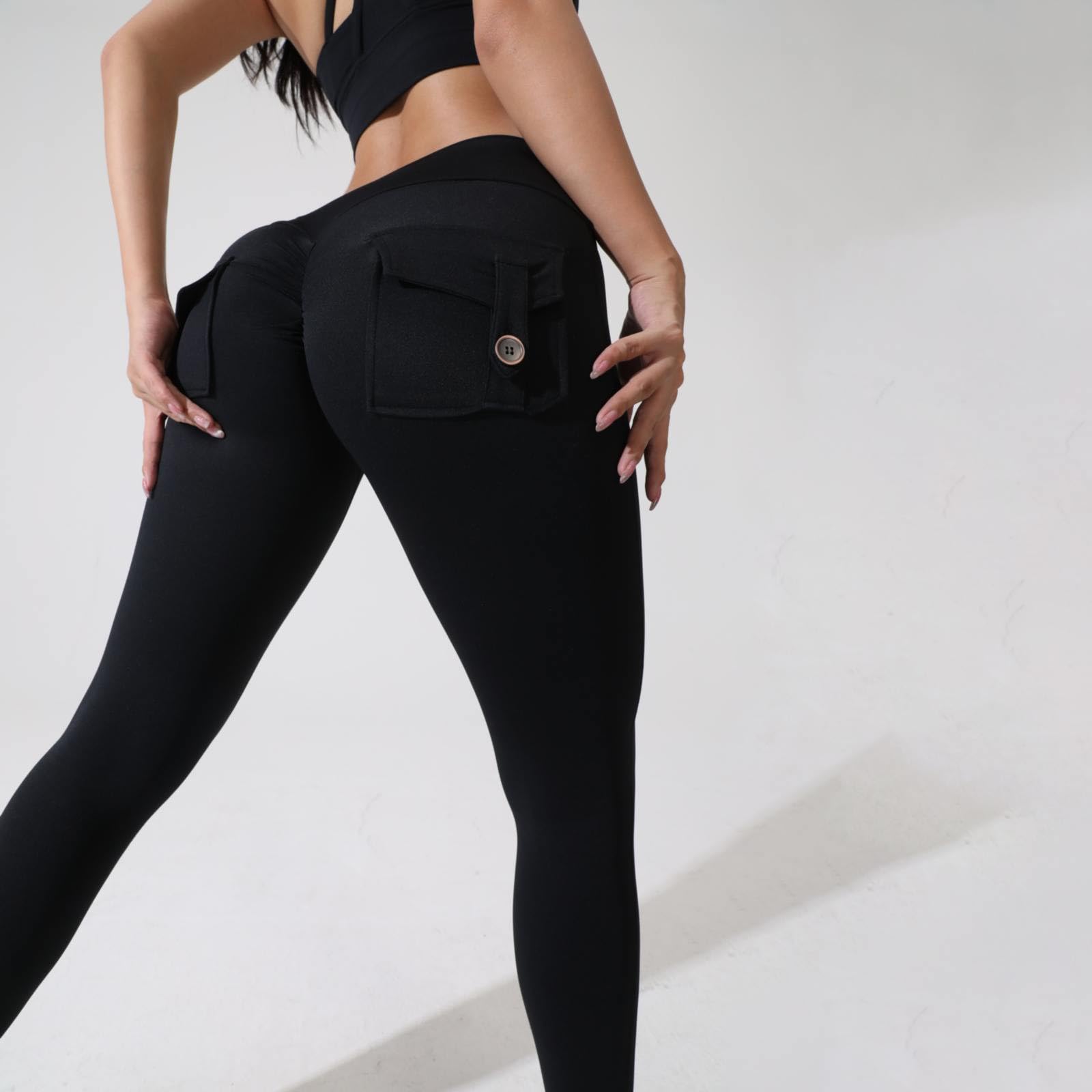 Leggings para mujer push up con bolsillos, pantalones cargo para mujer