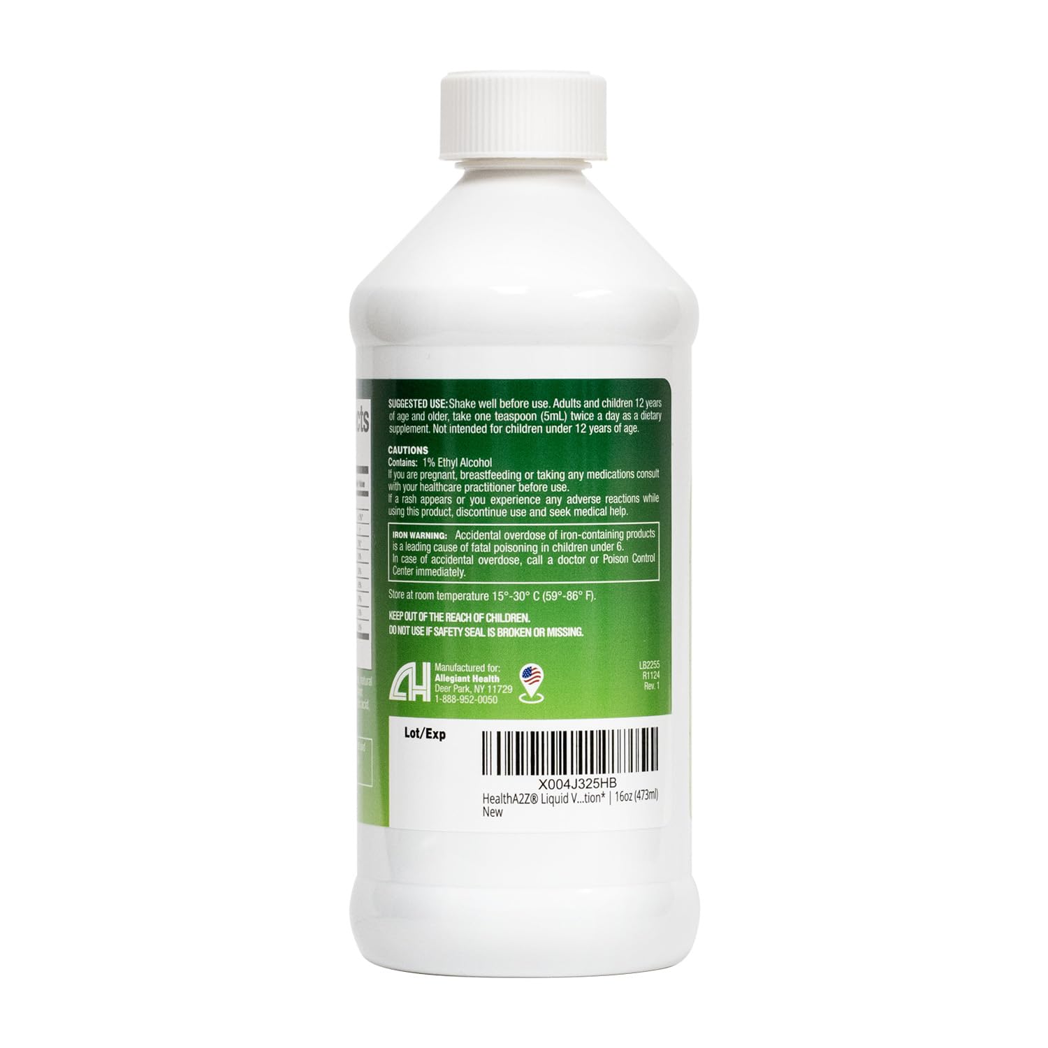 HealthA2Z® Liquid Vitamin B-Complex Plus Iron, 16oz (473ml) — Amazon image 3