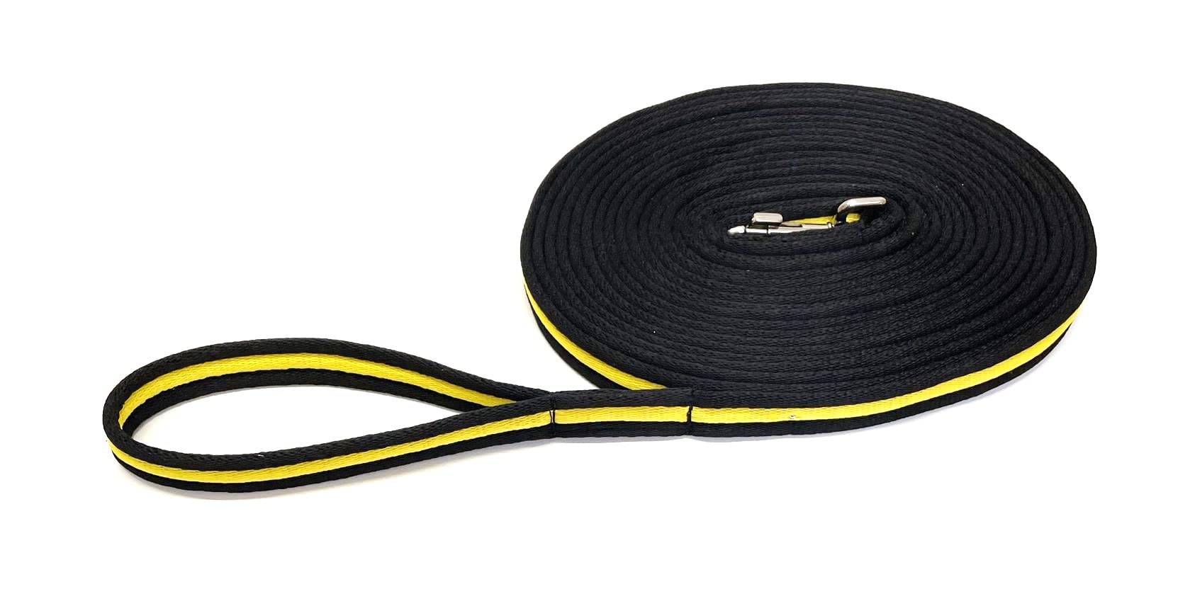 Horse Lunge Line/Large Dog Training Walking Lead Leash 25mm Padded Air Webbing Strong Very Soft Durable (30ft, 9 Metres) (Black/Yellow) — image 1