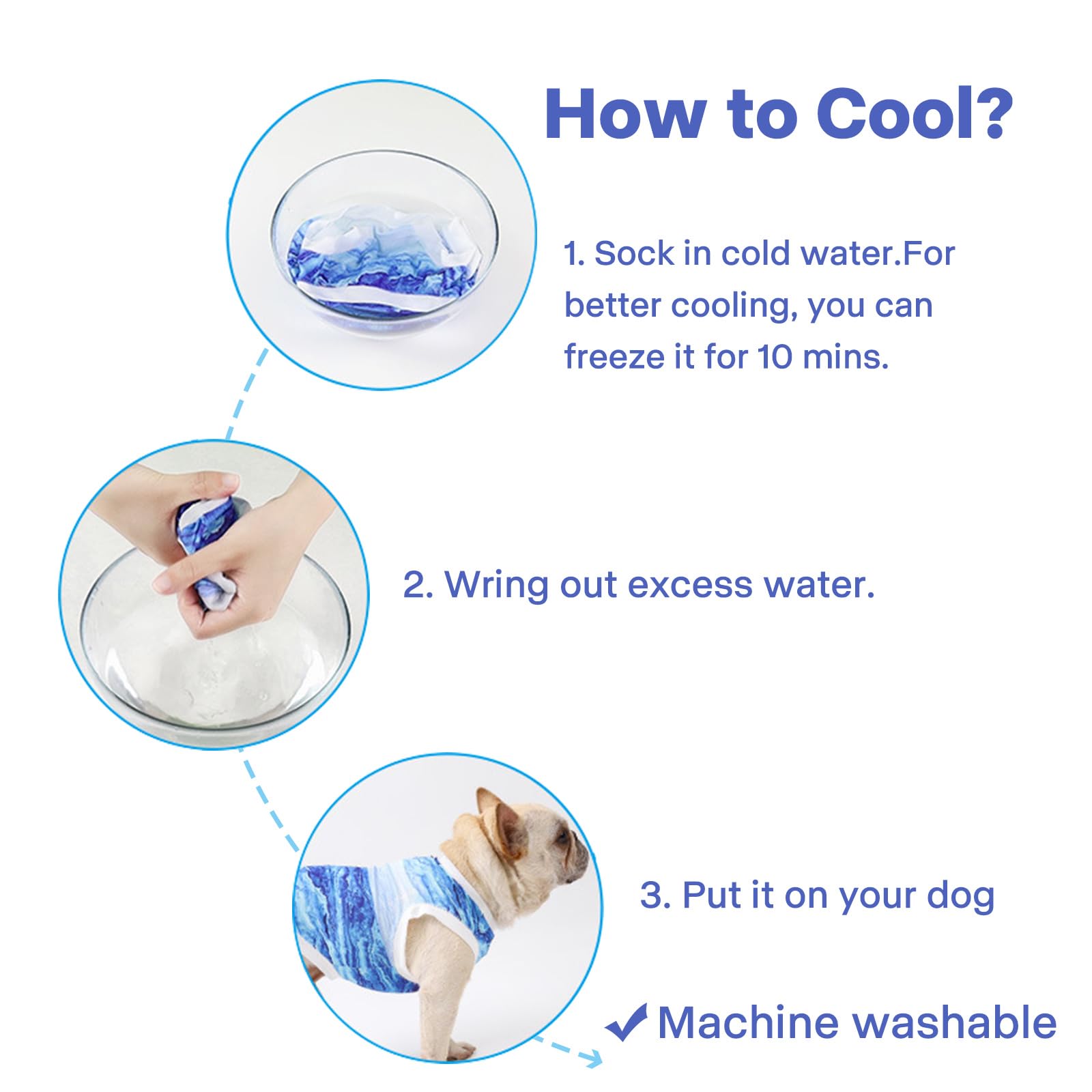 Gilet Rinfrescante per Cani, Giacca di Raffreddamento per Cani, Tessuto a Raffreddamento Istantaneo e Microfibra, Blu, XL