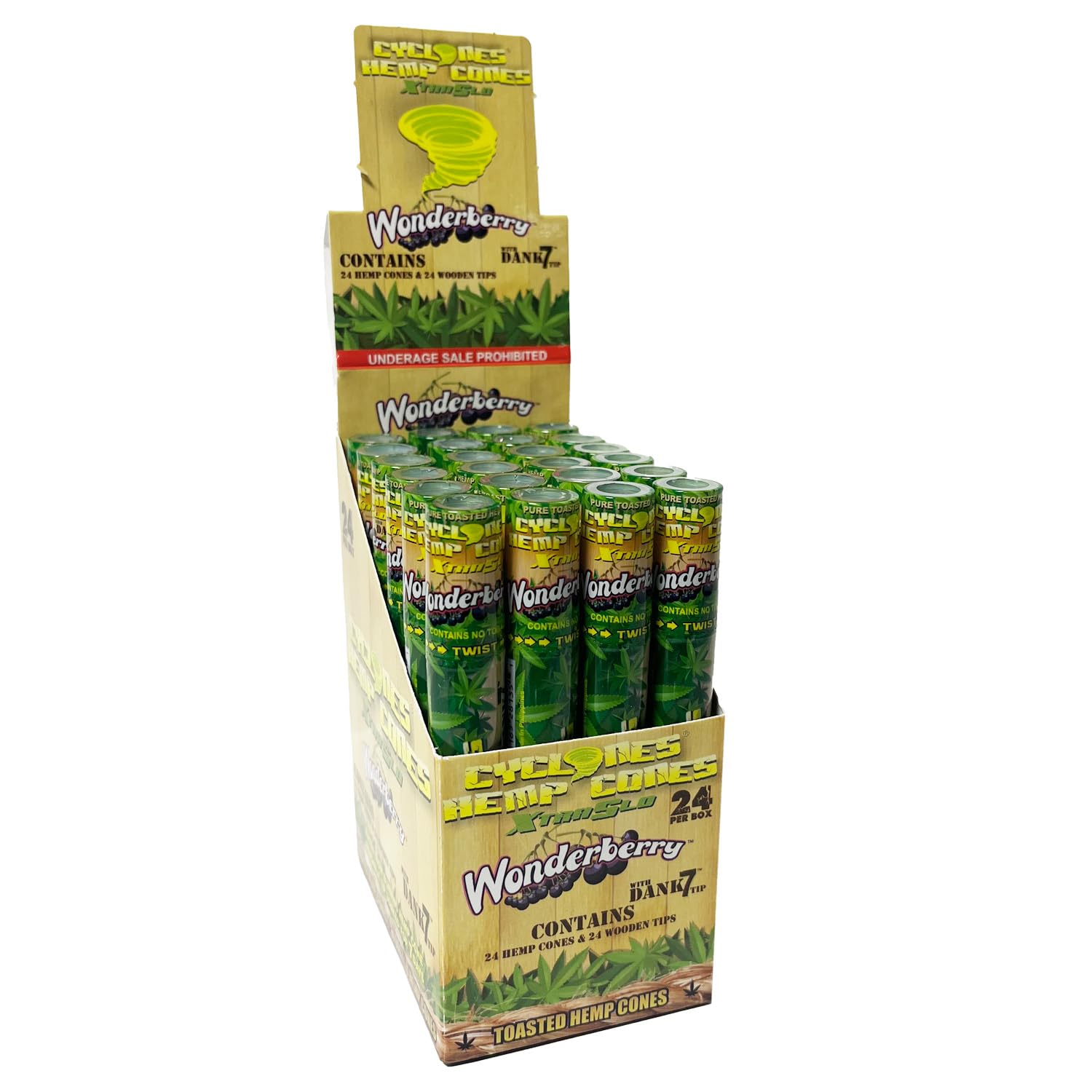 CYCLONES PRE ROLLED CONE XTRASLO DANK7 TIP WONDERBERRY FLAVOR PACK OF 24