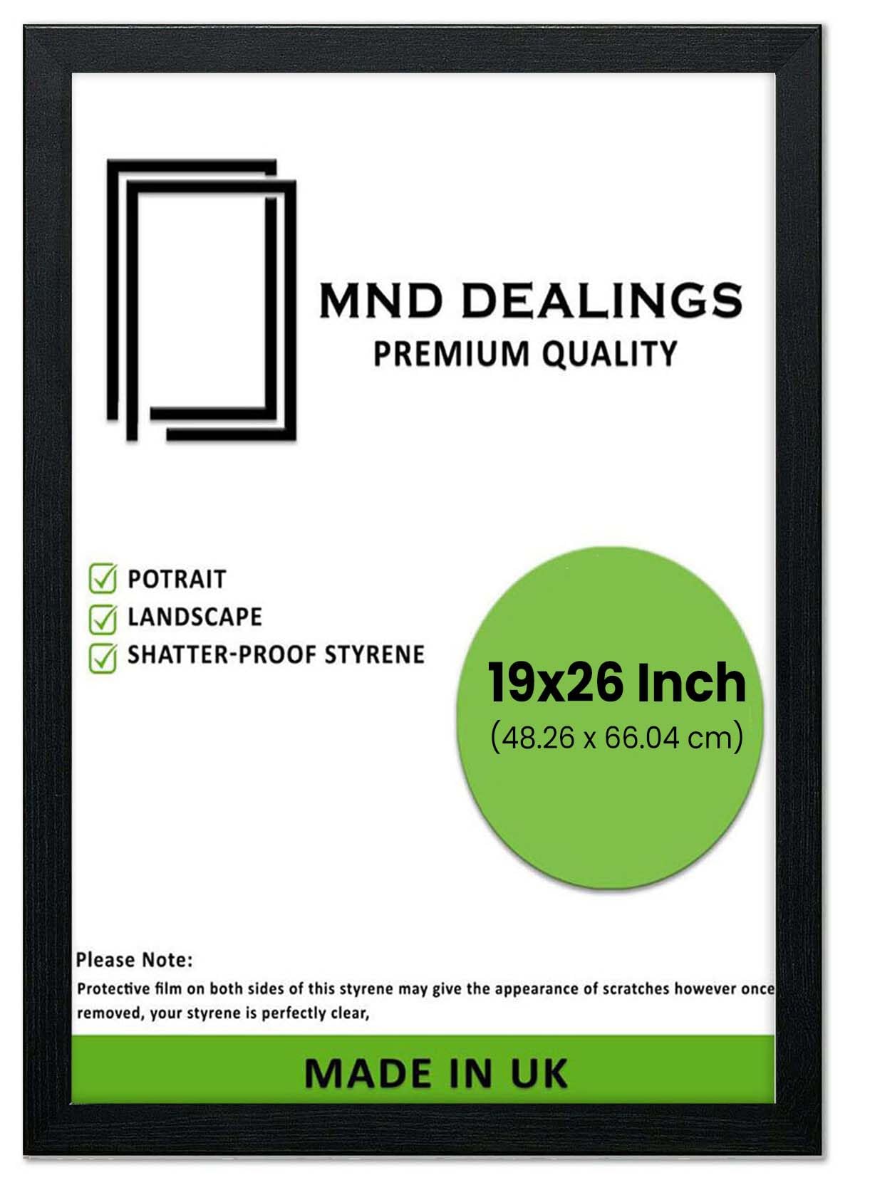 Mnd Dealings Black ® Modern 48X66cm Poster Photo Frames Wall Hanging Or Tables Table Top With Backboard & Styrene Perfect For Your Wall Gallery Or Living Room (19X26 Inch,)