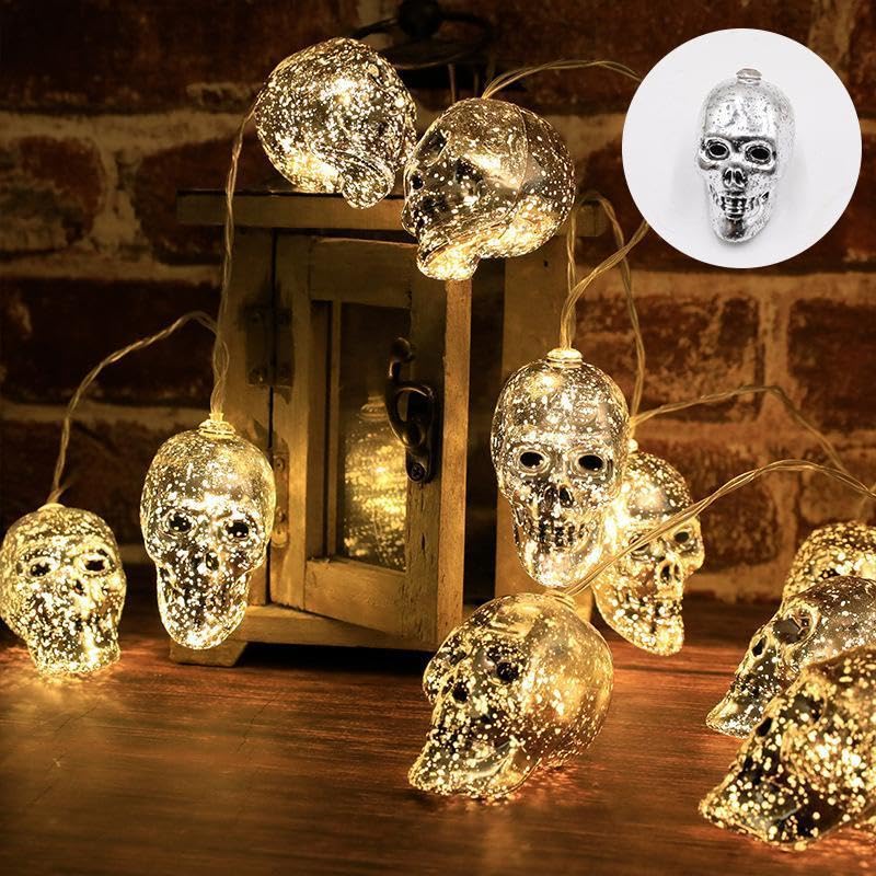 Jagmag® Silver Skull String Light for Halloween , Halloween Decoration Spooky String Light forHalloween Decoration String Lights , Halloween Decoration String Light ,Halloween Decoration