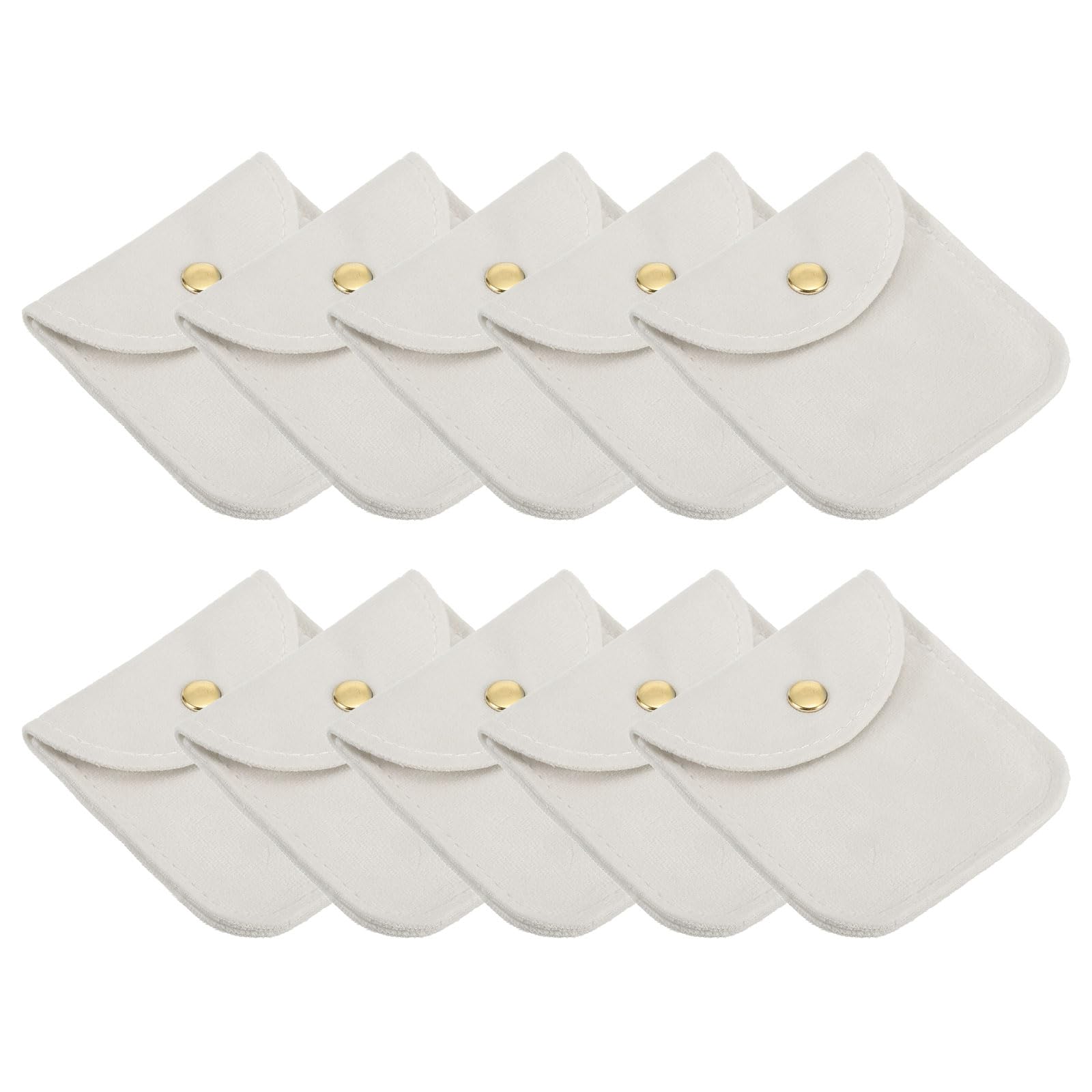 PATIKIL 2 Borsellini In Velluto Per Gioielli 7x7cm Grigio Chiaro - Custodia Morbida Con Bottone A Pressione Per Orecchini, Anelli, Collane - 2