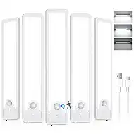 Pak Under Cabinet Lighting, 5 Pack 8 Inch 41 LED Motion Sensor Lights, Rechargeable Battery Operated Closet Light, Wireless Magnetic Dimmable 6500K Daylight White Under Counter Lights for Kitchen