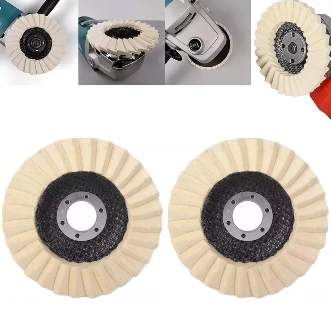 2 dischi lamellari in feltro da 115 mm, dischi per lucidatura in lana, dischi per lucidatura per smerigliatrice angolare per lucidatura metallo legno