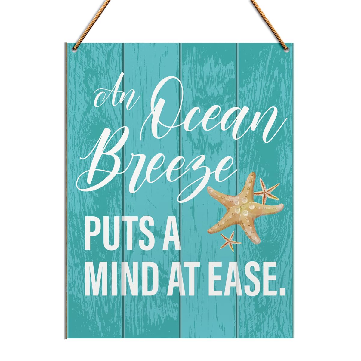 Beach Wood Wall Decor, Beach Summer Wall Art Office Home Living Room Bedroom Sea Ocean Starfish Bathroom Decoration Beach House Decor Outside Porch, An Ocean Breeze Puts A Mind at Ease