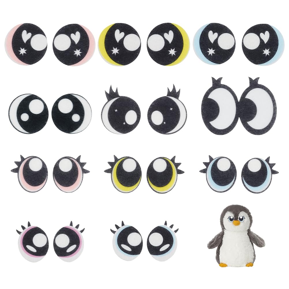 Yeux pour marionnettes et ours en peluche, assortiment de formes ovales et rondes en feutrine