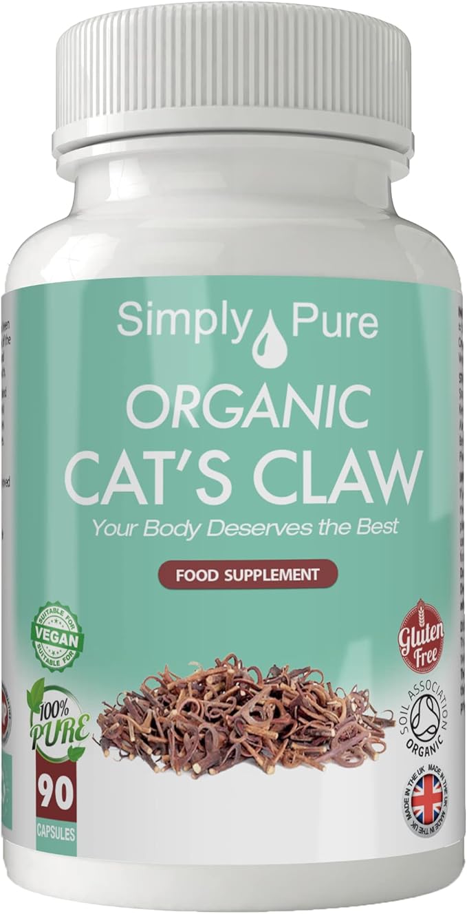 Simply Pure Organic Vegan Cat's Claw Capsules x 90, 500mg, 100 Natural
