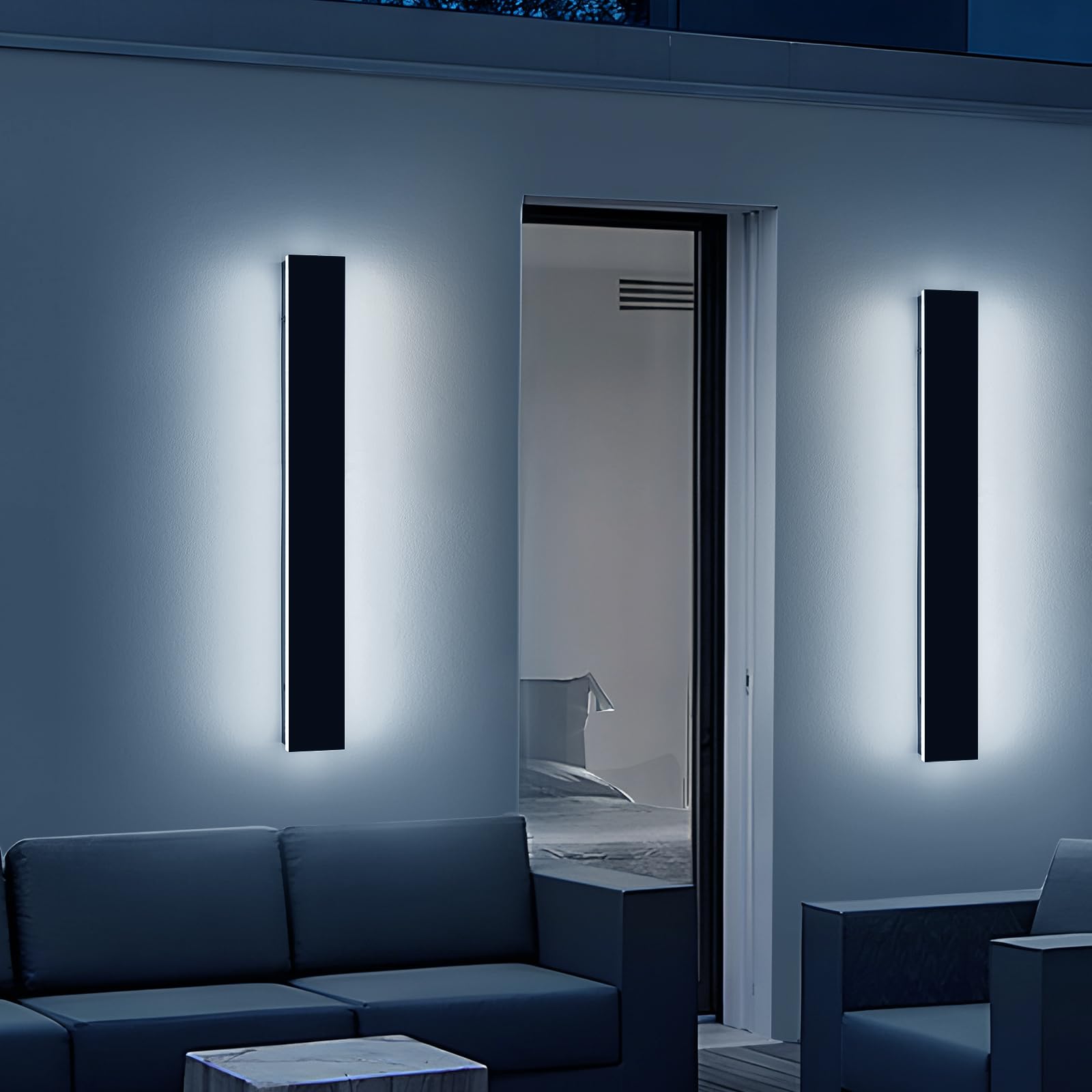 2 Pack 31.4inch LED Outdoor Wall Sconce, Dimmable, IP65 Waterproof