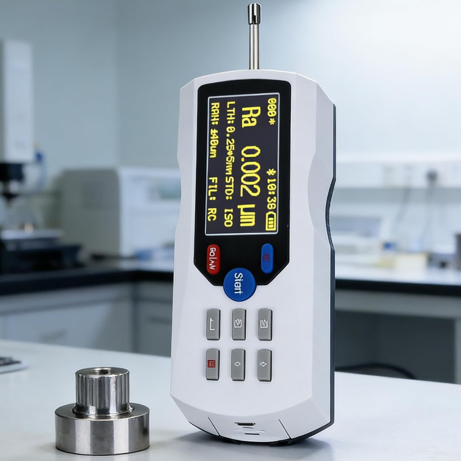 JIADUOFU Portable profilometer gauge,digital sur-face roughness tester,160μm measuring range/data output/diamond probe for metal sur-face quality control & parts manufacturing White