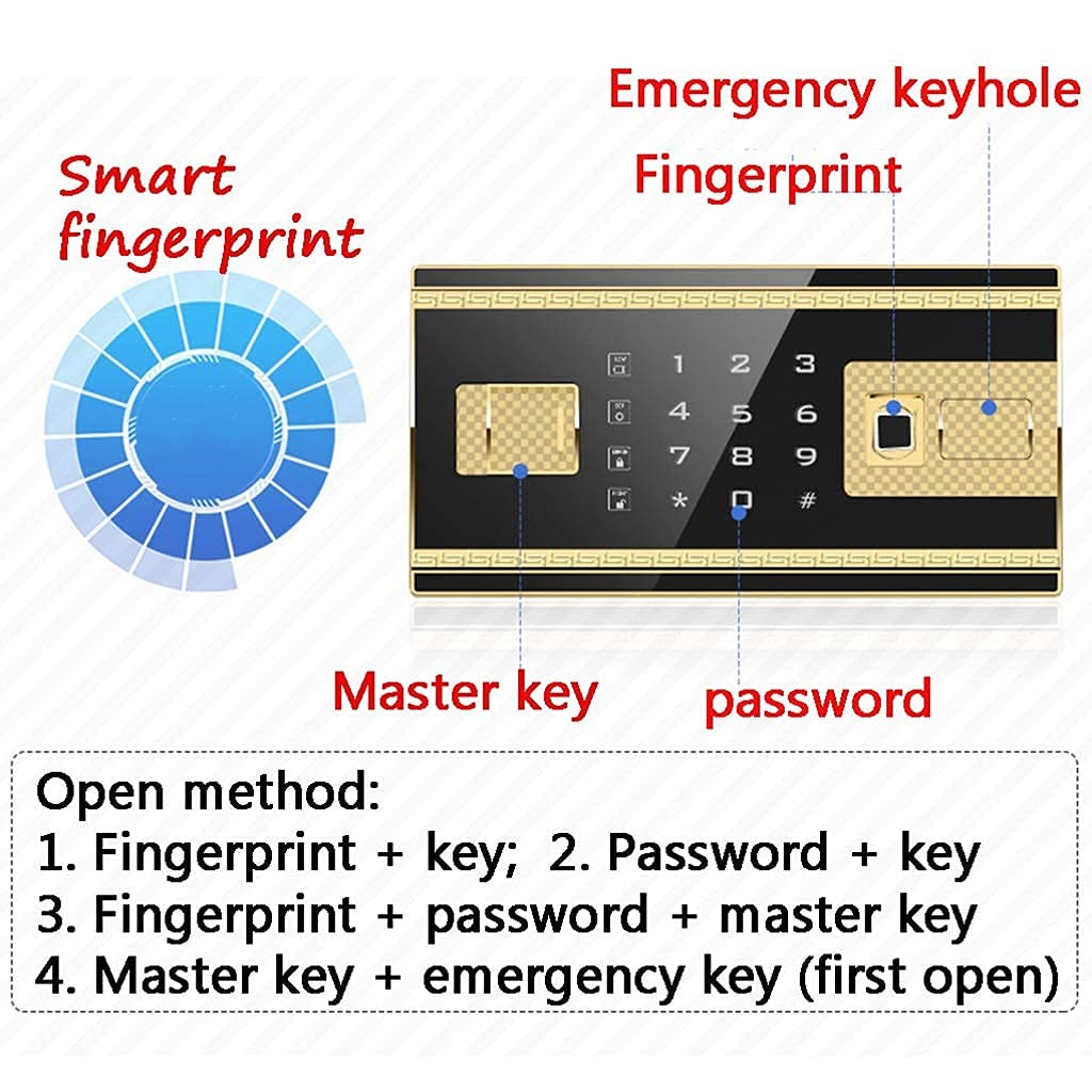Cassetta di Sicurezza e Sicurezza antincendio Acqua Armadietto Digitale Sicuro Impronta Digitale Elettronica Blocco Password Doppio Allarme Sicurezza Adatto per Ufficio Domestico Grande capacità,