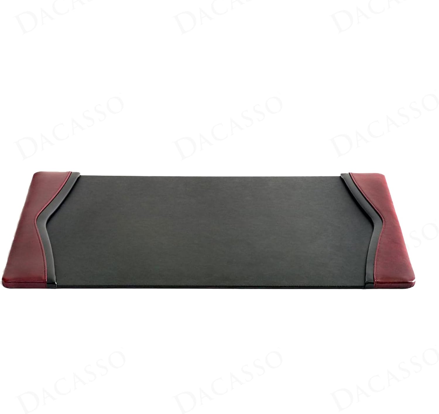 Dacasso 34" x 20" Burgundy Leather with Black Trim Desk Pad - Executive Desk Surface Protector - Luxury Leather Blotter for Writing