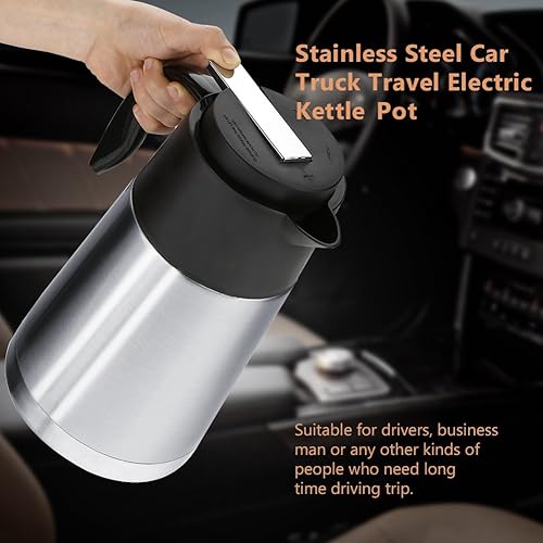 Miniatura 3 de Hervidores eléctricos de 44.0 fl oz/44 oz para automóvil, hervidor eléctrico de viaje de acero inoxidable, taza de agua calentada, adecuada para