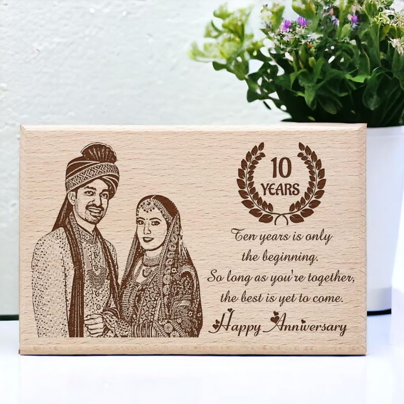 Incredible Gifts India Personalized Engraved Wooden Anniversary Picture Frame (6x4 Inches, Wood), Tabletop Rectangular
