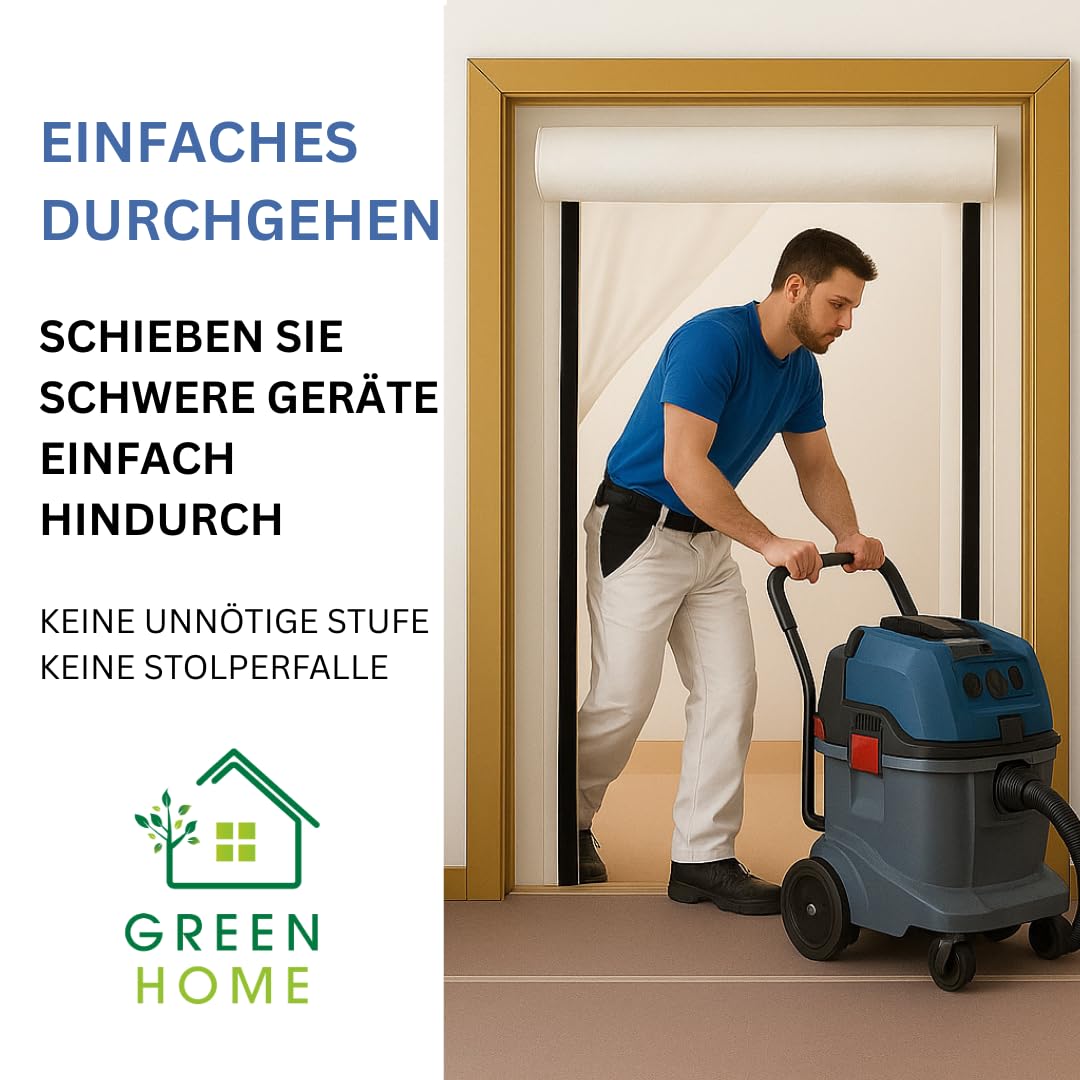 Staubschutztür Folie 2er Set mit Reißverschluss Bautür [PE-Folie] 1,20 x 2,20 m inkl. doppelseitigem Klebeband - Baufolie [Staubtür]