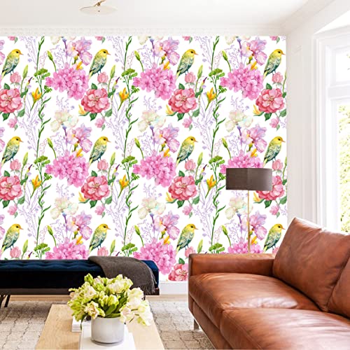 Image of WallDaddy - Self Adhesive Wallpaper for Walls Big Roll (300x40) Cm Wallpaper for Bedroom | Wall Papers Wall Stickers in Home Decor Flower Wallpaper Stick and Peel | Floral Wallpaper (Canary Bird)