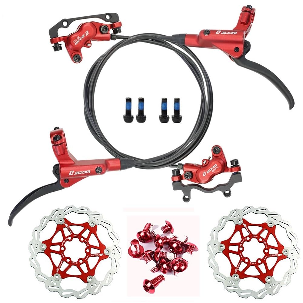 NYK Zoom 4 Piston Hydraulic Disc Brakes Mountain Bike Sets MTB Front & Rear Set with Floating Disc Rotor 160mm & Color Bolts
